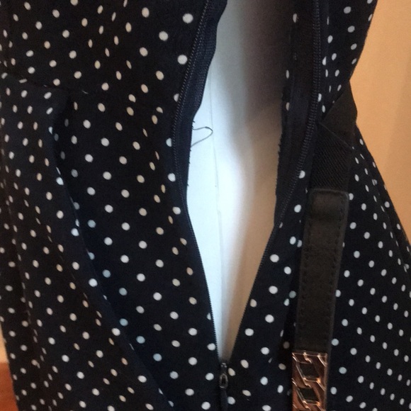 Forever 21 Navy Polka Dots 3/4 Sleeve Dress Zip On The Side Deep Pockets… - Picture 8 of 12